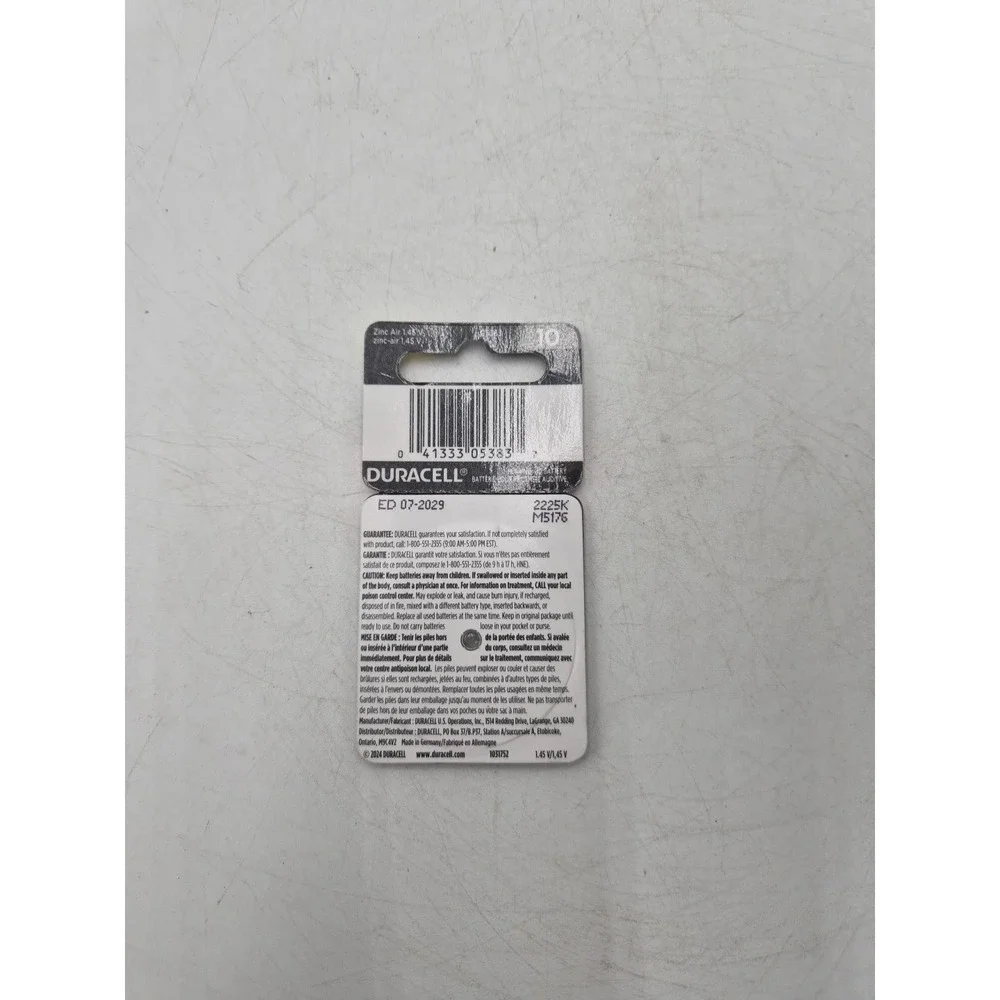 Duracell Zinc Air 10 1.5V Hearing Aid Battery 8pk New
